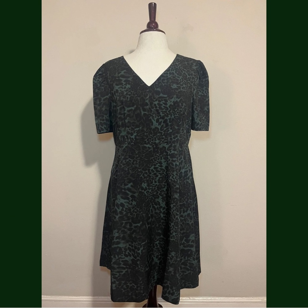 Lark & Ro Green Leopard Print Dress